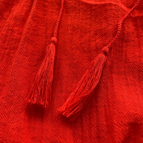 - Madewell red embroidered oversized boho top, NWT, sz M - Picture 4 of 6